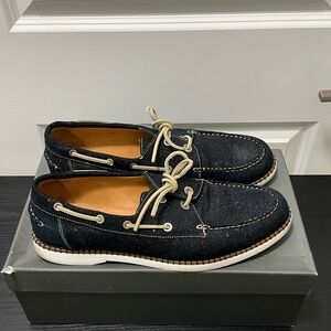 Jimmy Choo Navy and Tan Boat Shoes